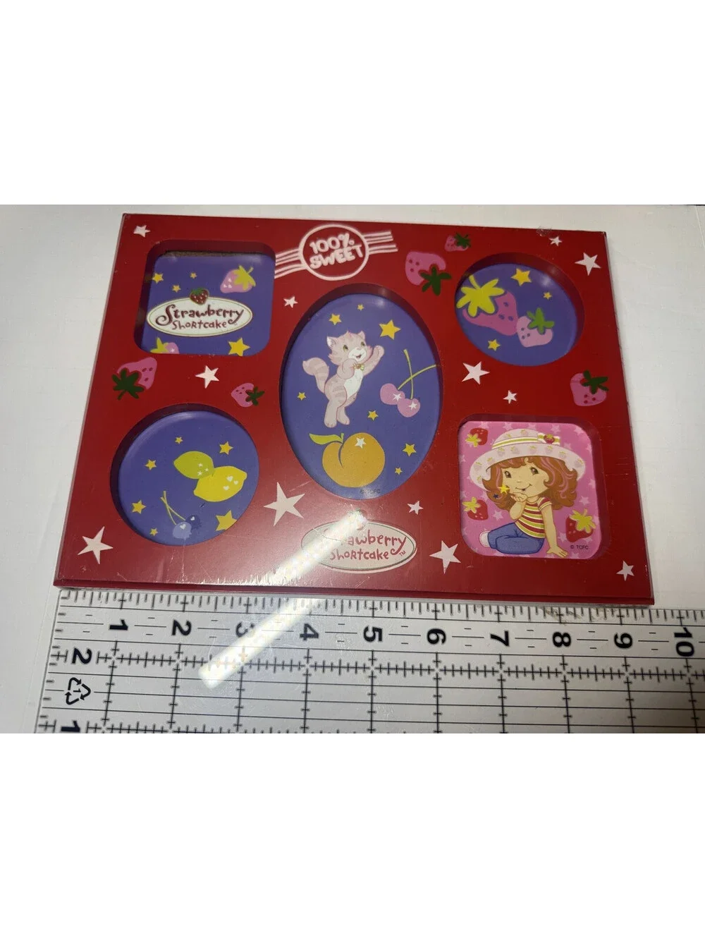 Vintage Strawberry Shortcake Picture Frame 5 Small Photos Red 2008 - 9.5x7